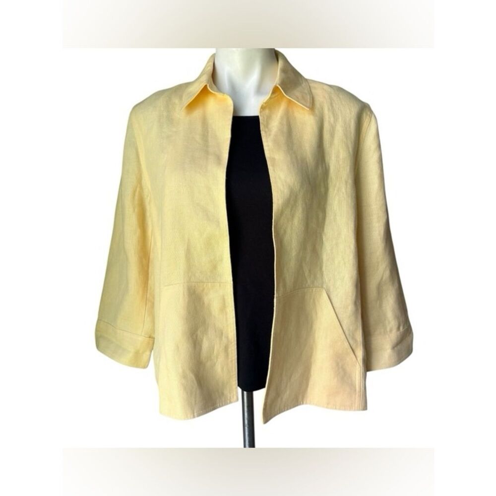 Talbots Soft Yellow Linen-Blend Blazer Size 10